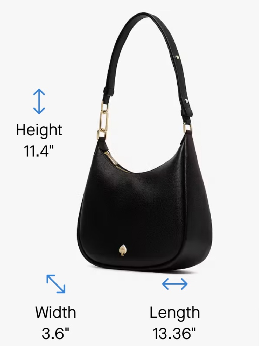 ♠️Kate Spade Kayla Large Pebbled Leather Convertible Shoulder Bag, Black NEW NWT - Picture 9 of 9
